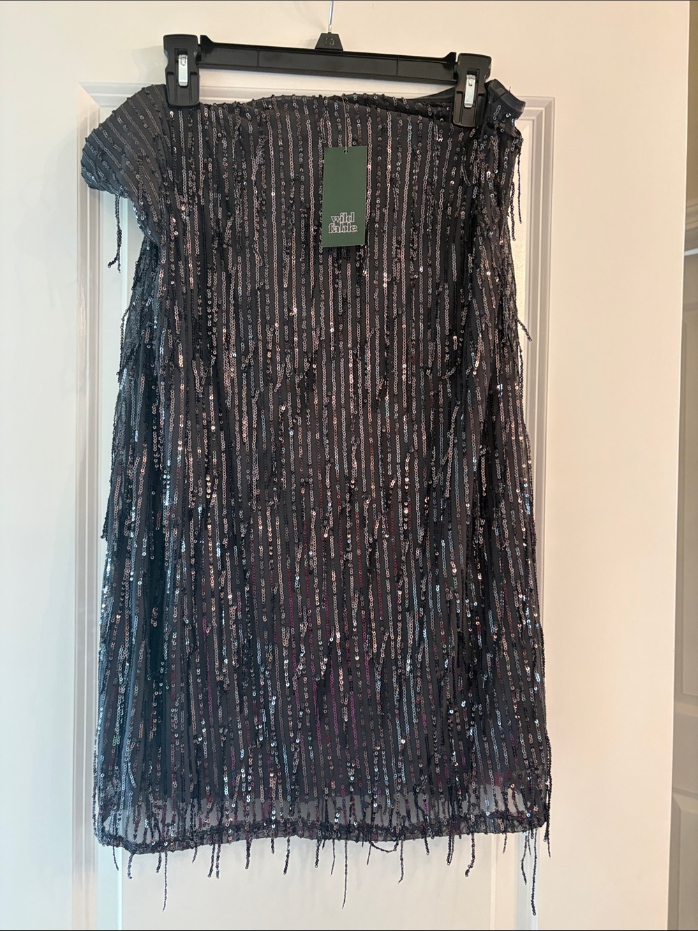 wild fable Black Sequin Fringe Pencil Skirt